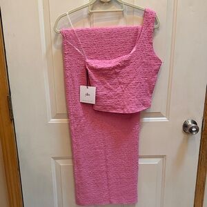 Yellow the Label Pink Textured Two-Piece Set